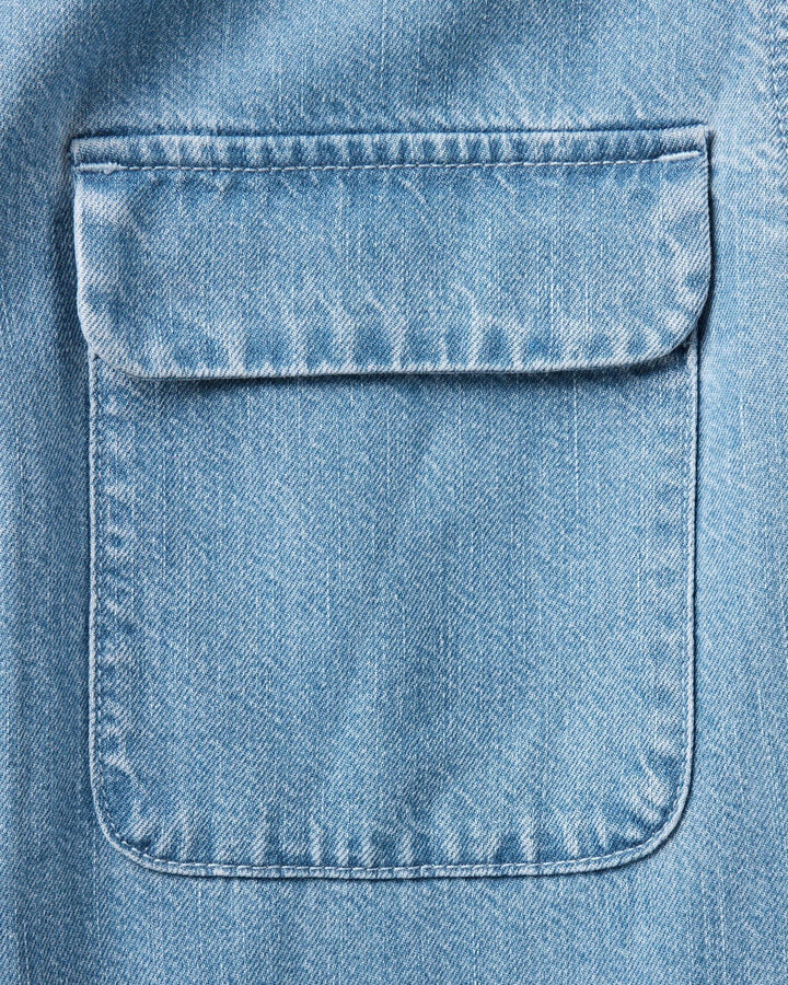 The Shore Shirt in Washed Indigo Twill