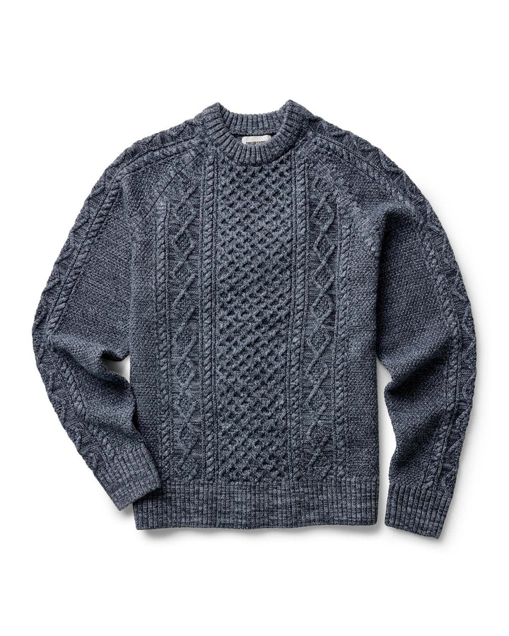 The Orr Sweater in Marled Marine Merino