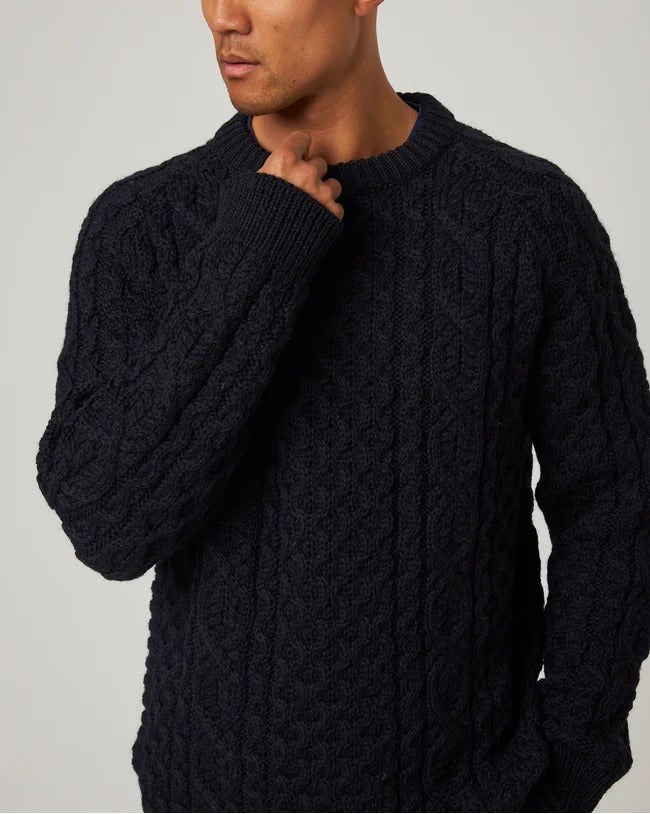 Hudson Aran Jumper in Navy