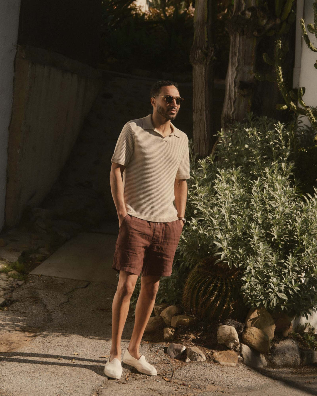 The Valencia Sweater Polo in Sand Stripe