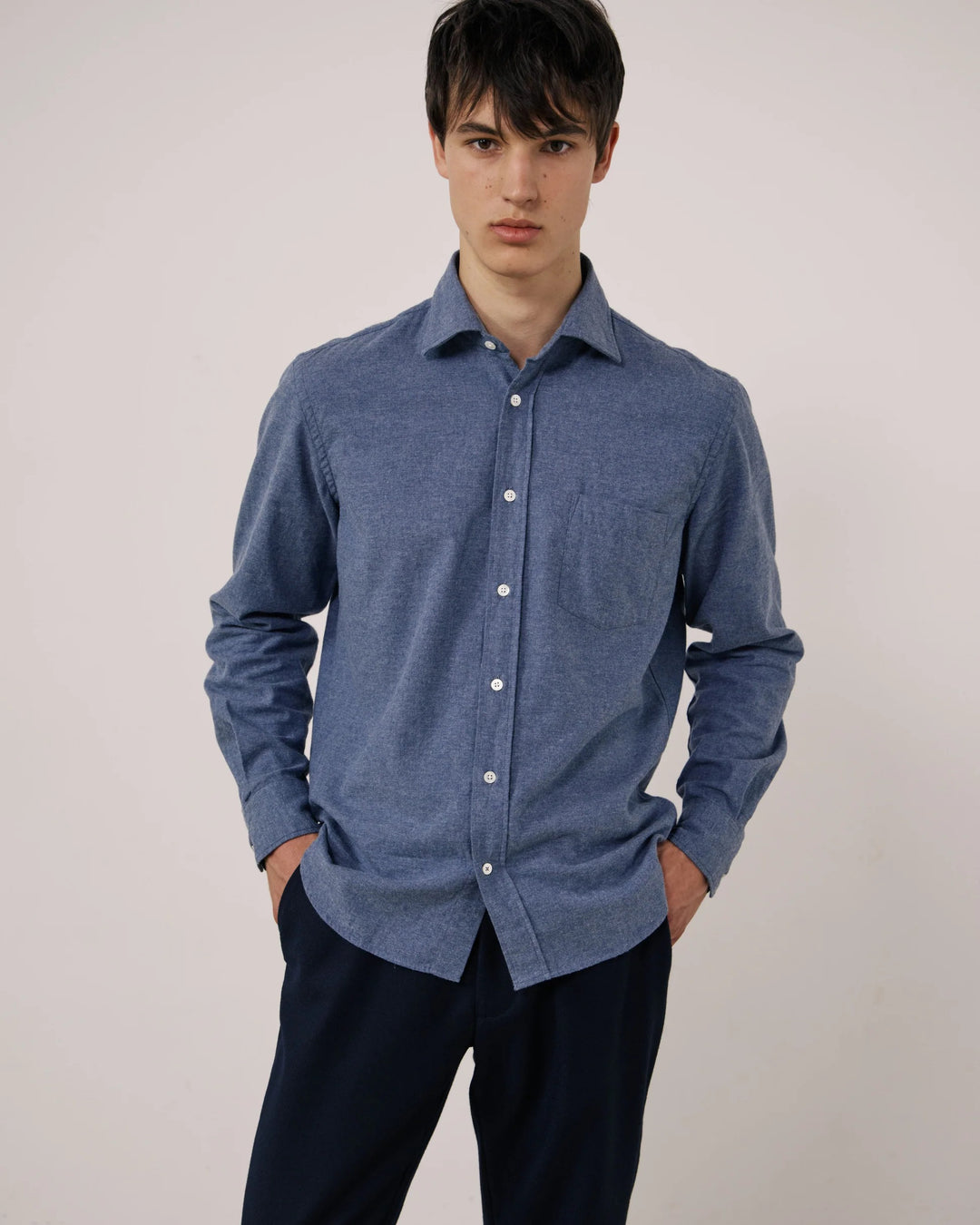 Paul Shirt in Denim Blue Flannel