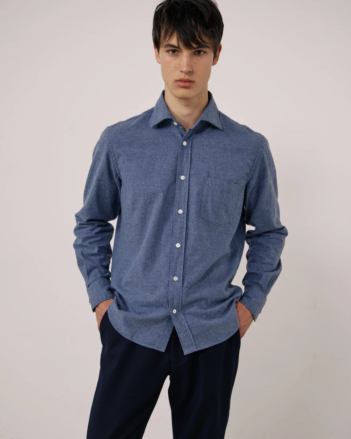 Paul Shirt in Denim Blue Flannel
