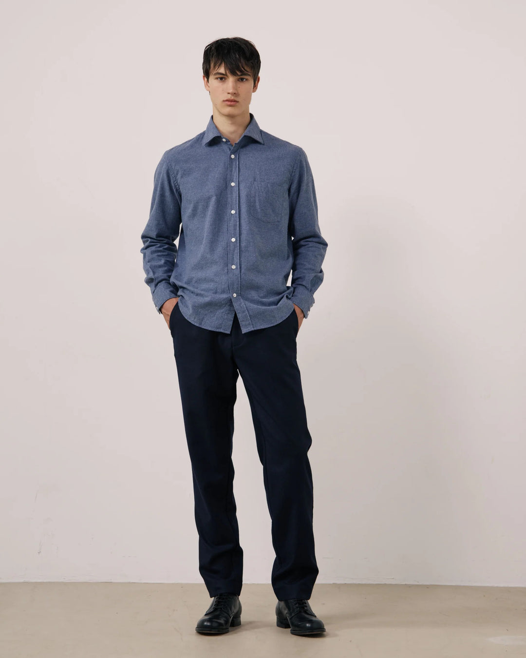 Paul Shirt in Denim Blue Flannel
