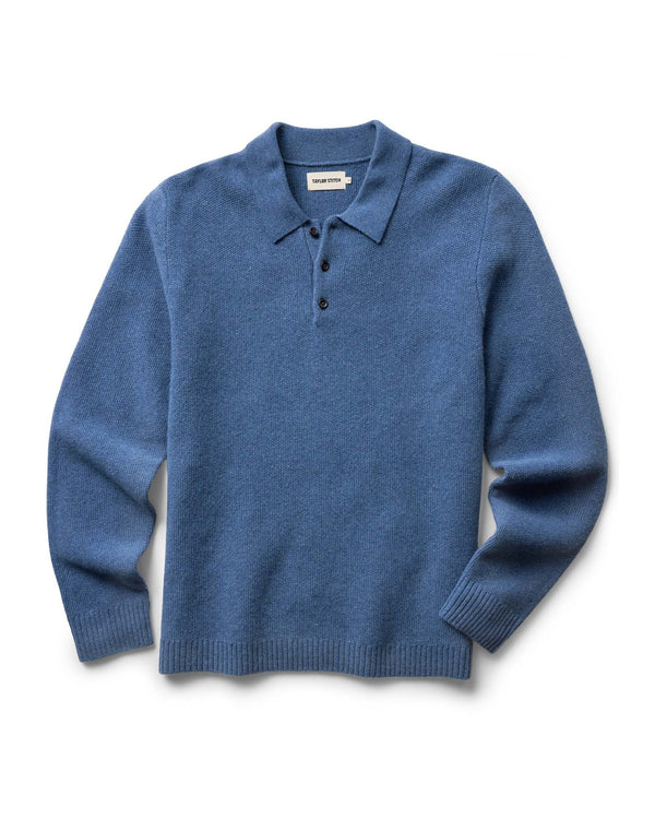 The Newton Sweater Polo in Heather Clear Blue
