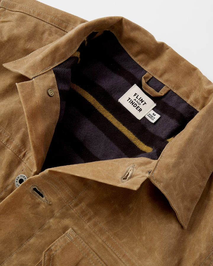 Flannel Lined Waxed Trucker Jacket in Field Tan