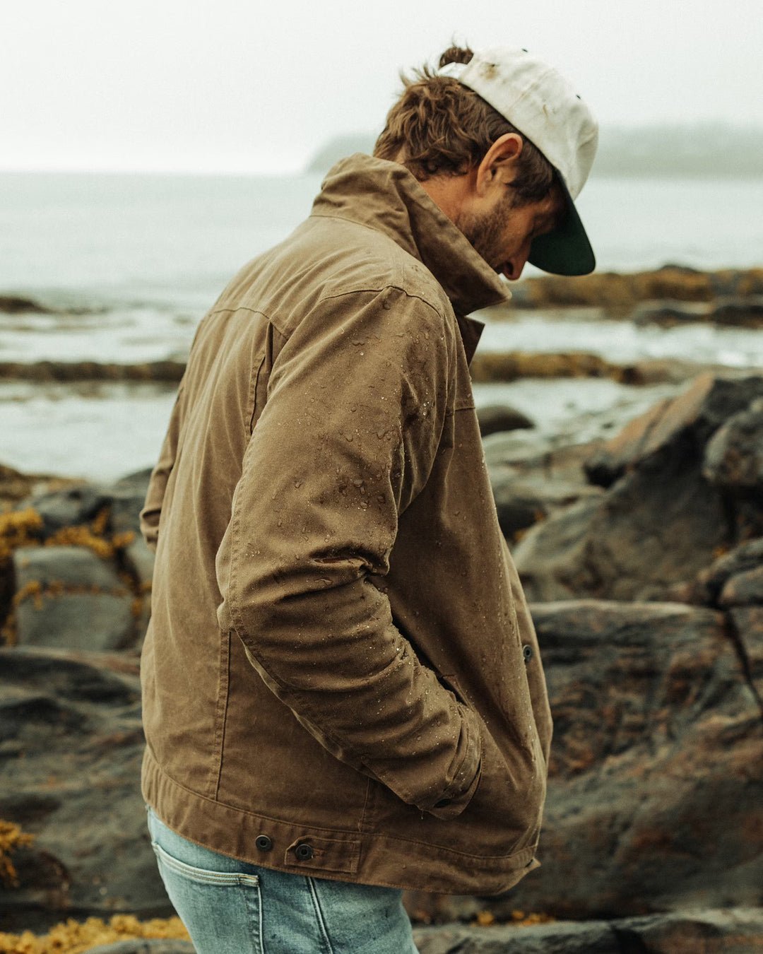 Flannel Lined Waxed Trucker Jacket in Havana