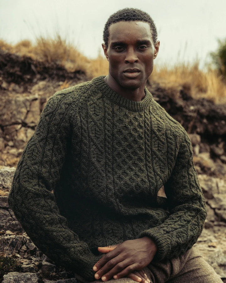 Hudson Aran Jumper in Olive