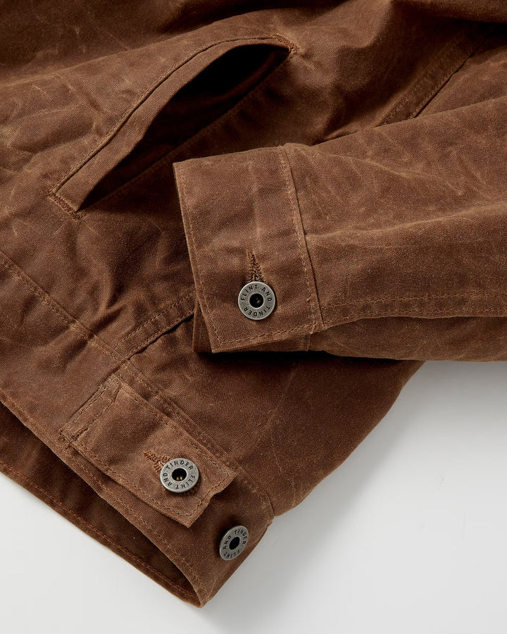 Flannel Lined Waxed Trucker Jacket in Havana