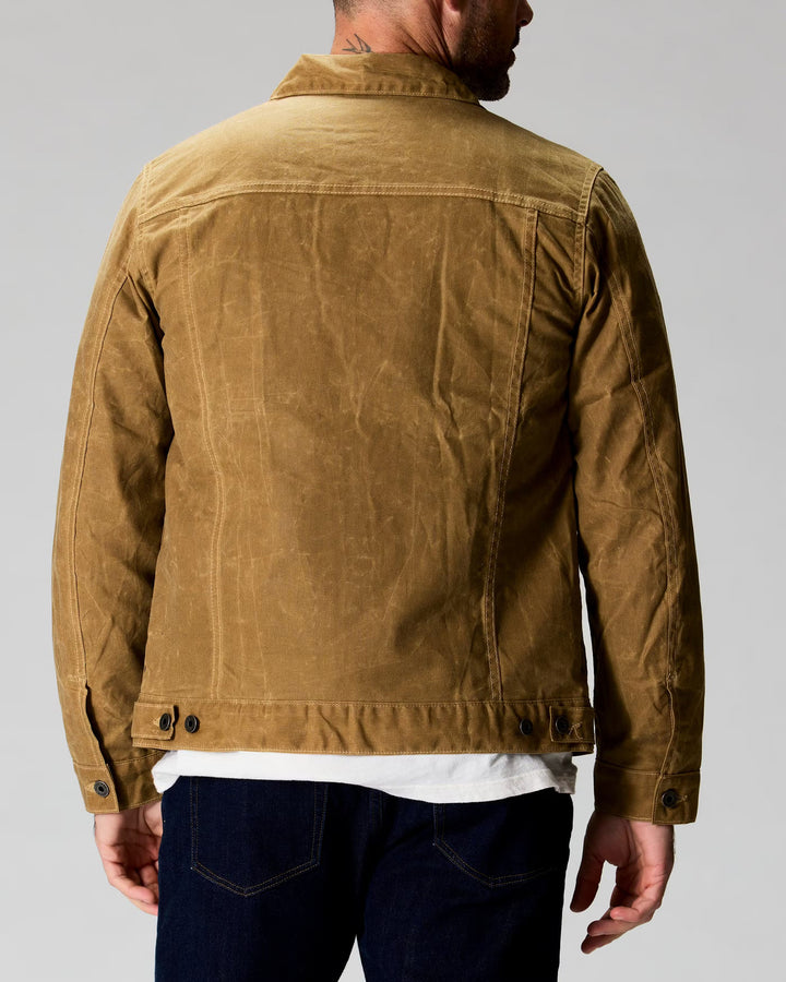 Flannel Lined Waxed Trucker Jacket in Field Tan