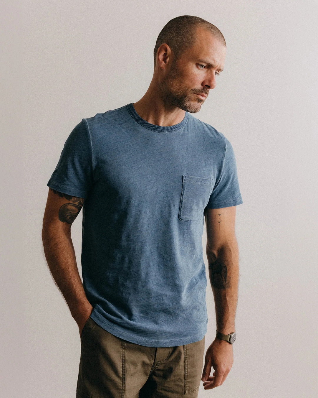 The Slub Tee in Washed Indigo