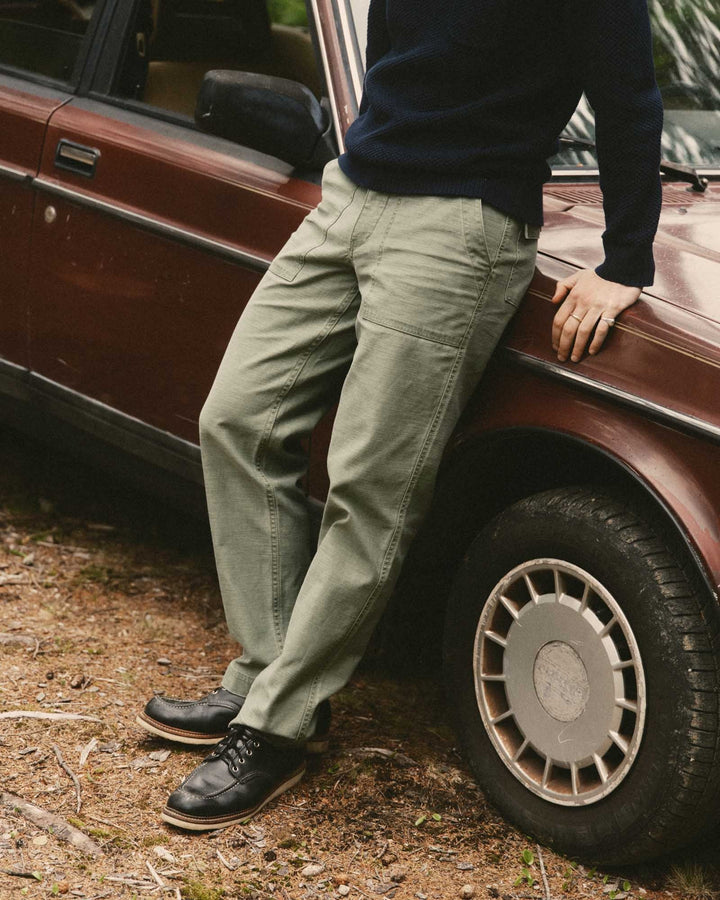 The Surplus Pant in Field Olive Reverse Sateen