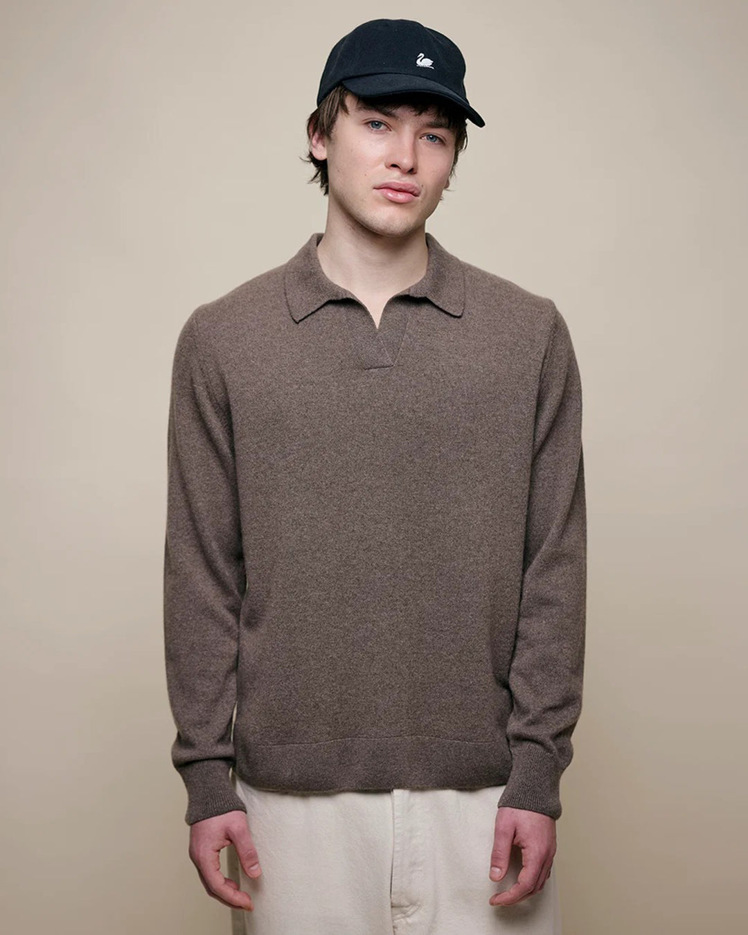 Knitted Polo Shirt in Grain