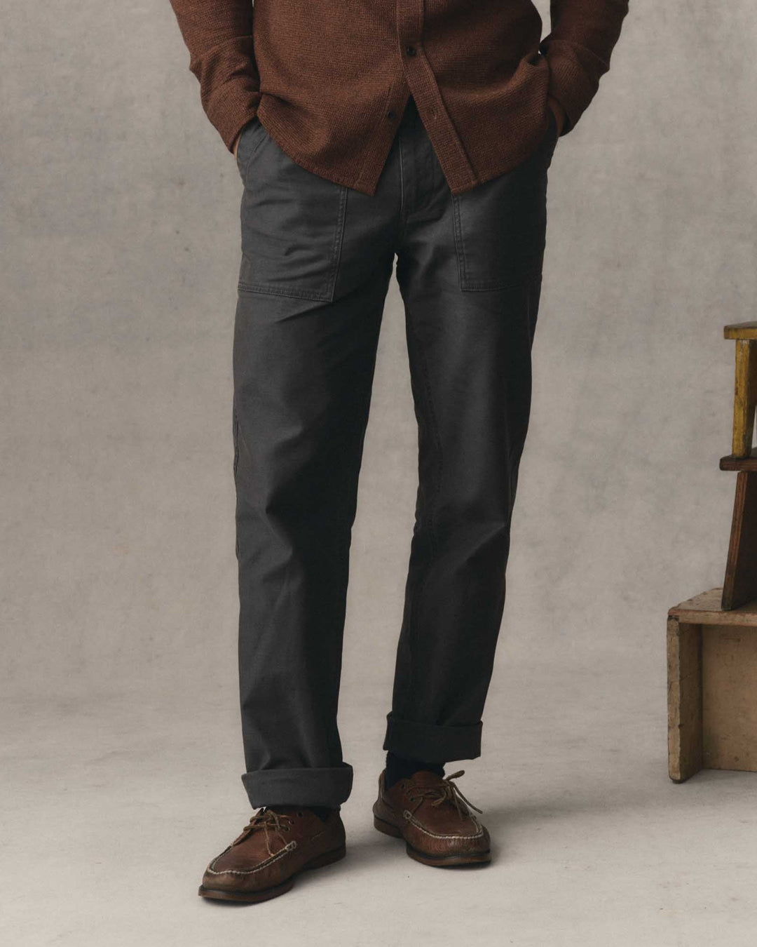 The Surplus Pant in Faded Black Reverse Sateen