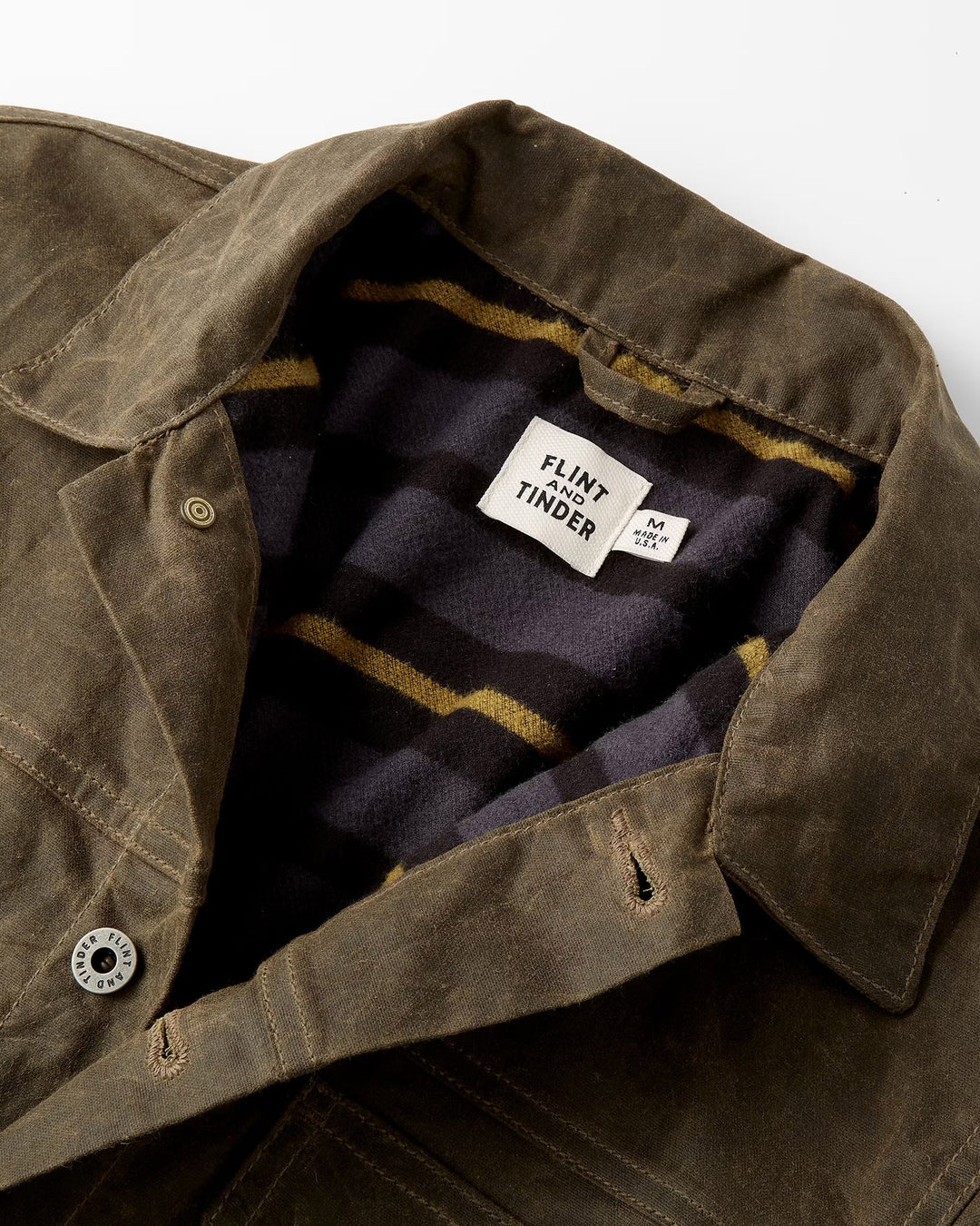 Flannel Lined Waxed Trucker Jacket in Forest