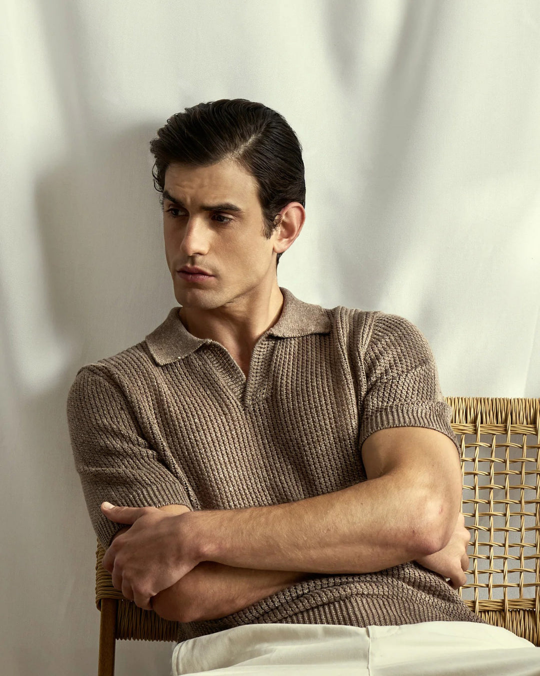 Woven Polo in Carruba Melange