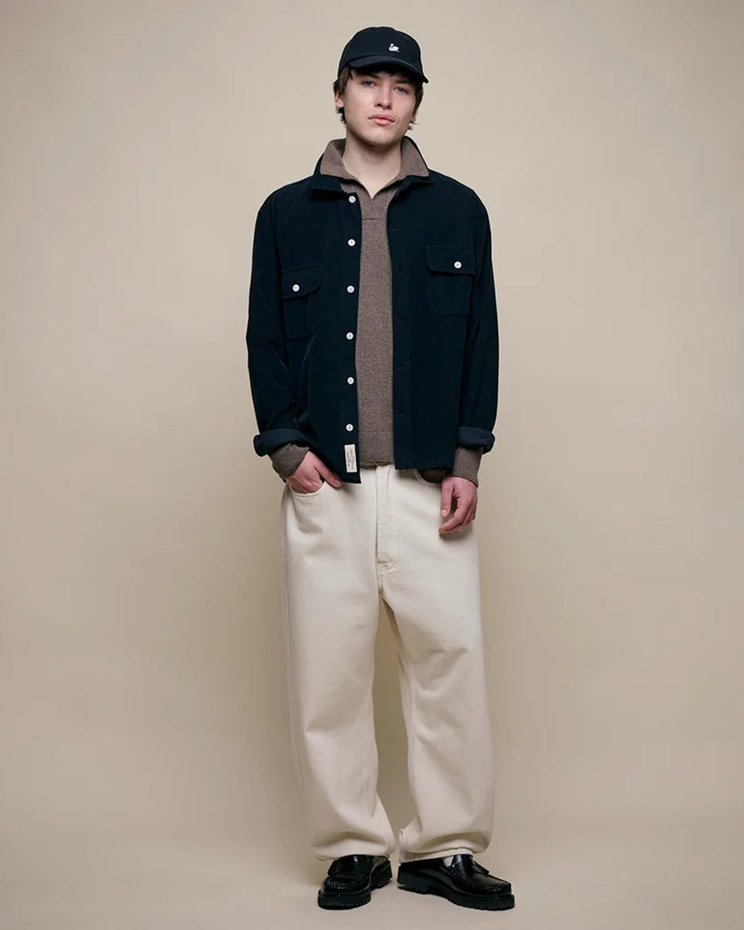 Knitted Polo Shirt in Grain