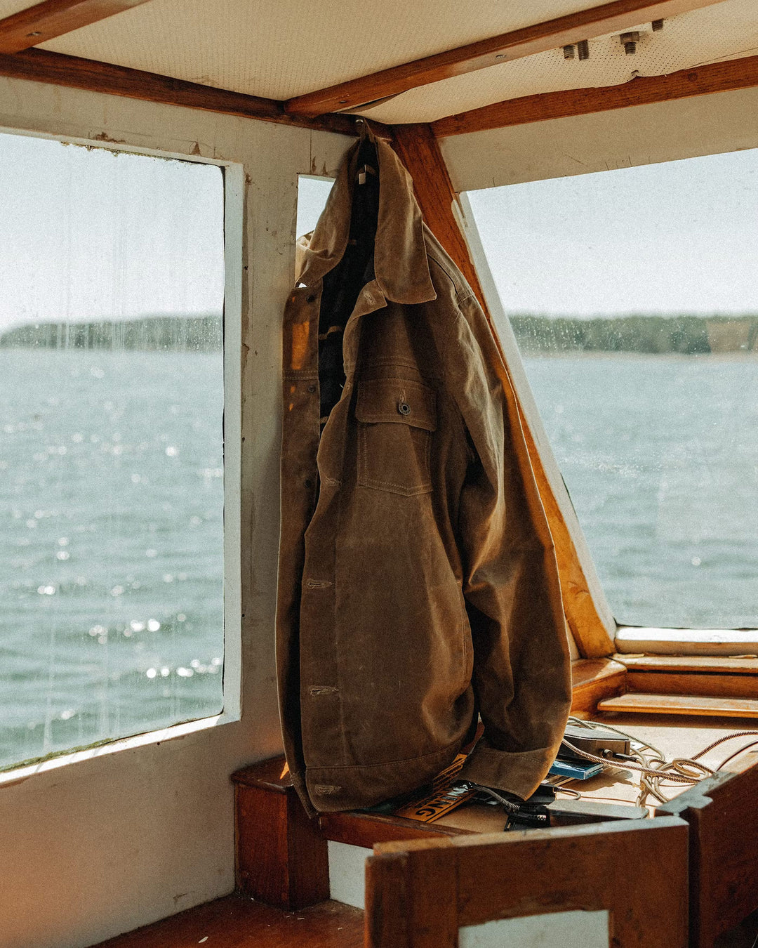Flannel Lined Waxed Trucker Jacket in Field Tan