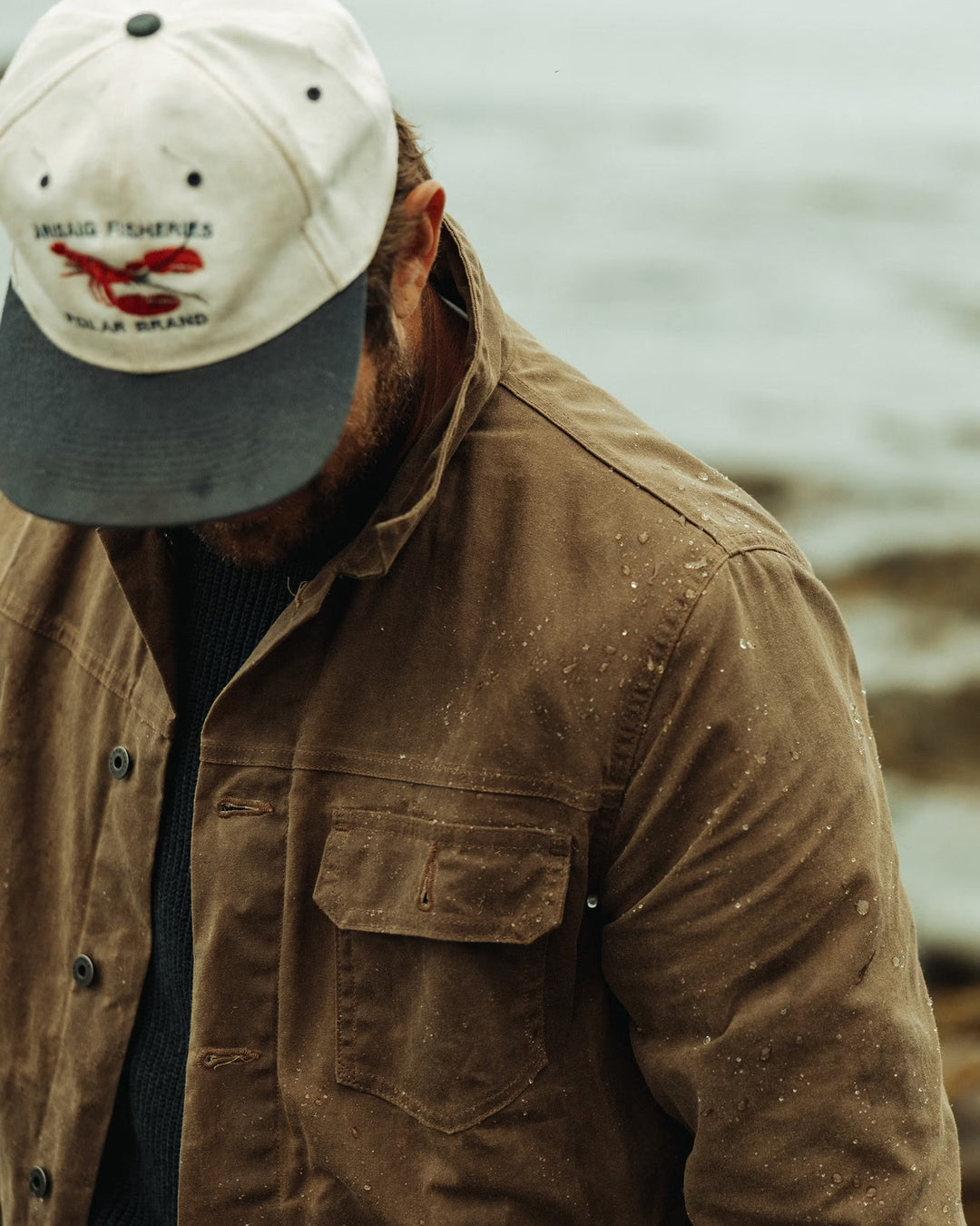 Flannel Lined Waxed Trucker Jacket in Havana