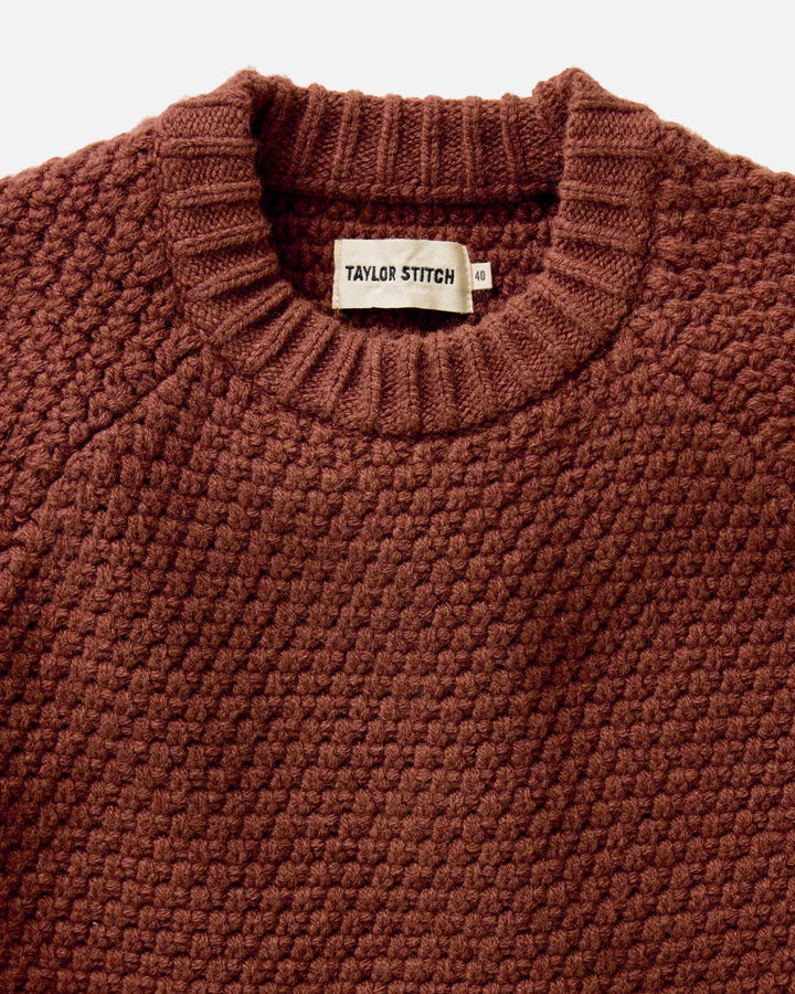 The Fisherman Sweater in Heather Brick Merino