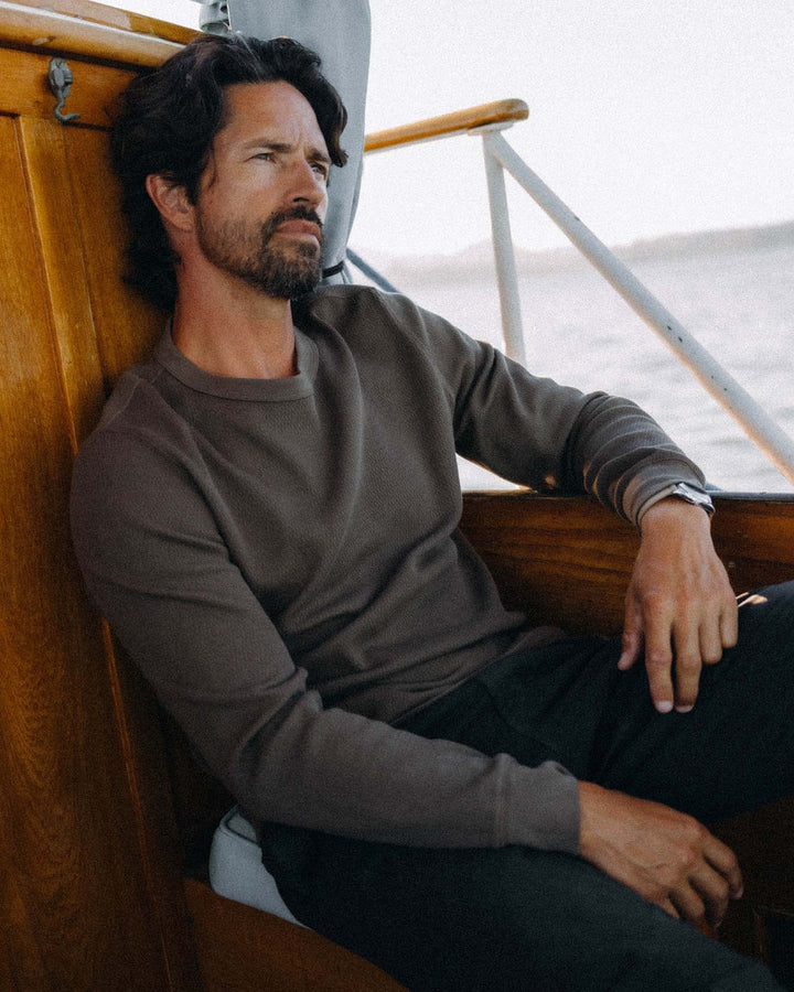 The Organic Cotton Crew in Fatigue Olive Waffle