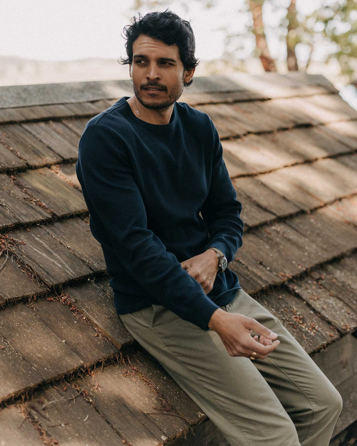 The Organic Cotton Crew in Dark Navy Waffle