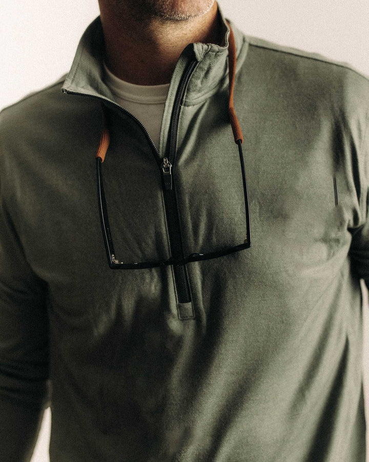 The Ridgeline Merino Half Zip in Field Olive