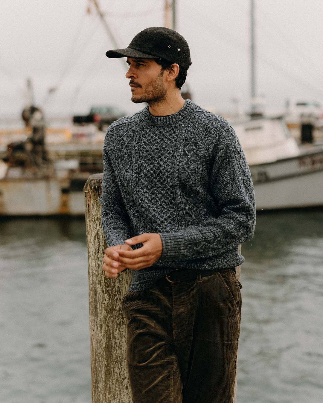 The Orr Sweater in Marled Marine Merino