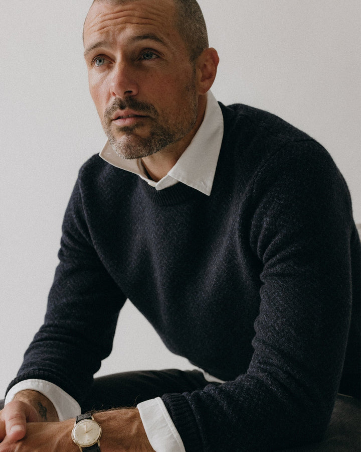 The Eddy Crew in Heather Marine Herringbone