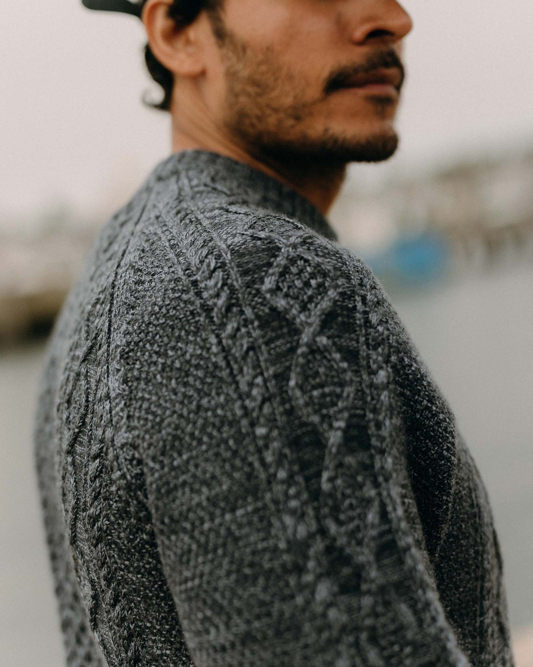 The Orr Sweater in Marled Marine Merino