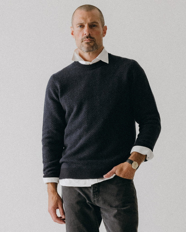 The Eddy Crew in Heather Marine Herringbone