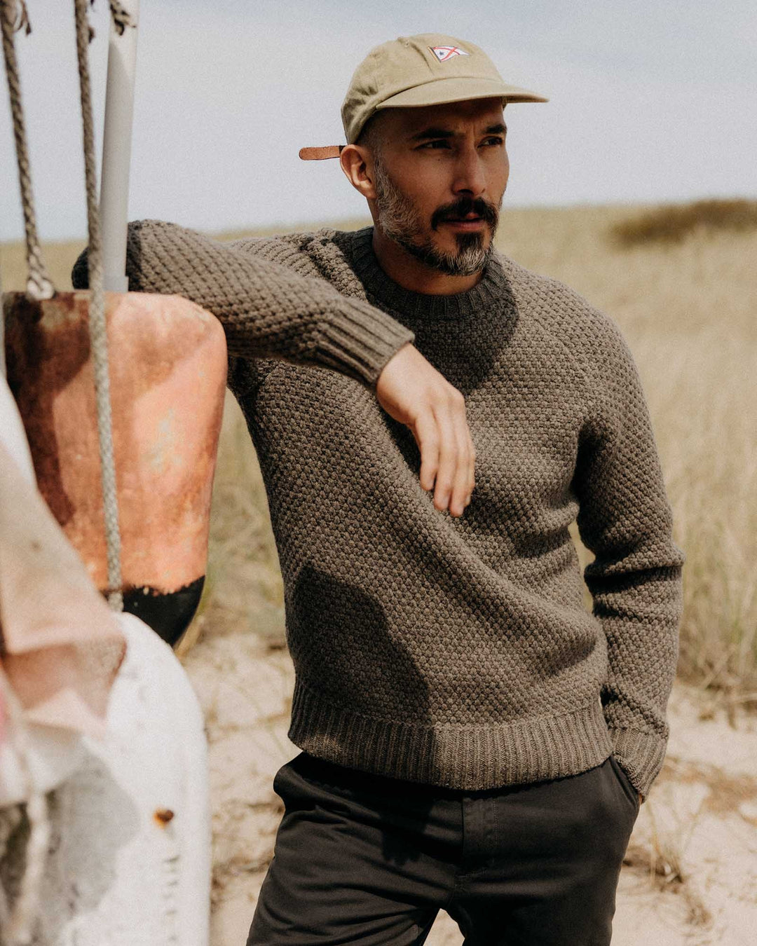 The Fisherman Sweater in Taupe Merino