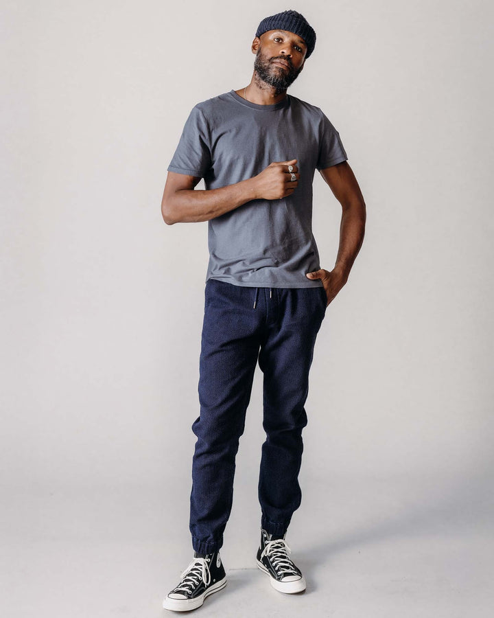 The Apres Pant in Rinsed Indigo Sashiko