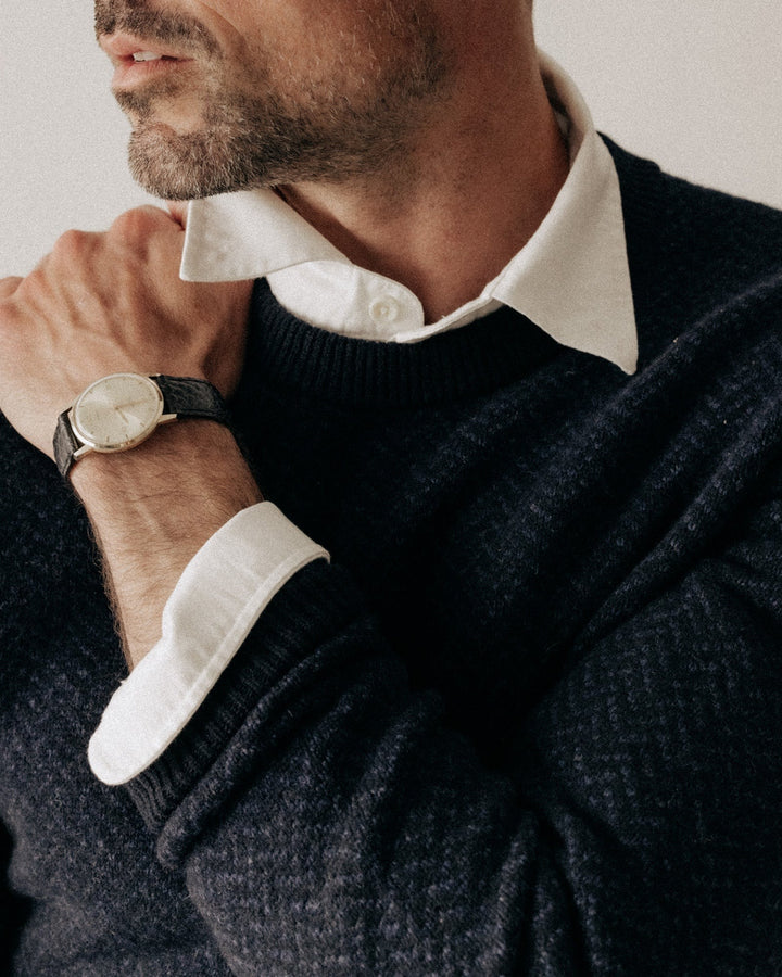 The Eddy Crew in Heather Marine Herringbone