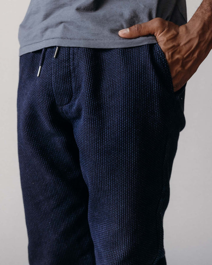 The Apres Pant in Rinsed Indigo Sashiko
