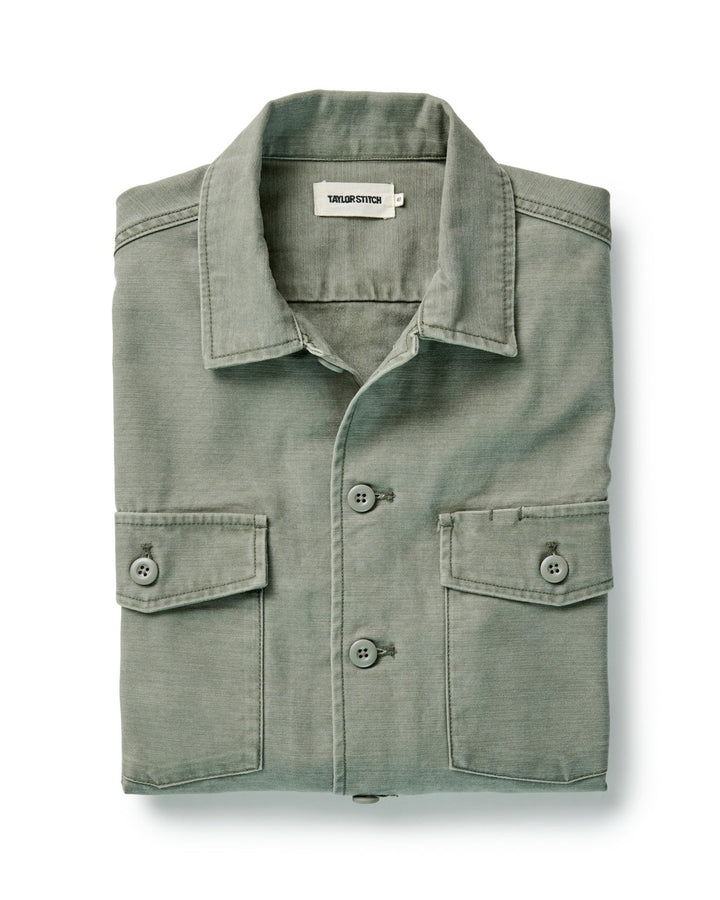 The Surplus Shirt in Field Olive Reverse Sateen