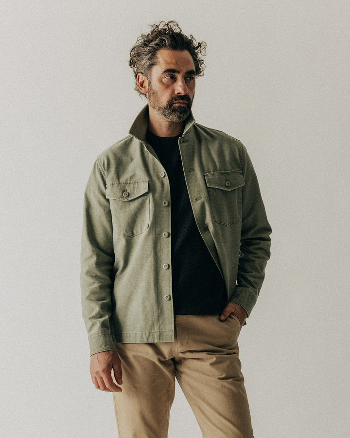 The Surplus Shirt in Field Olive Reverse Sateen