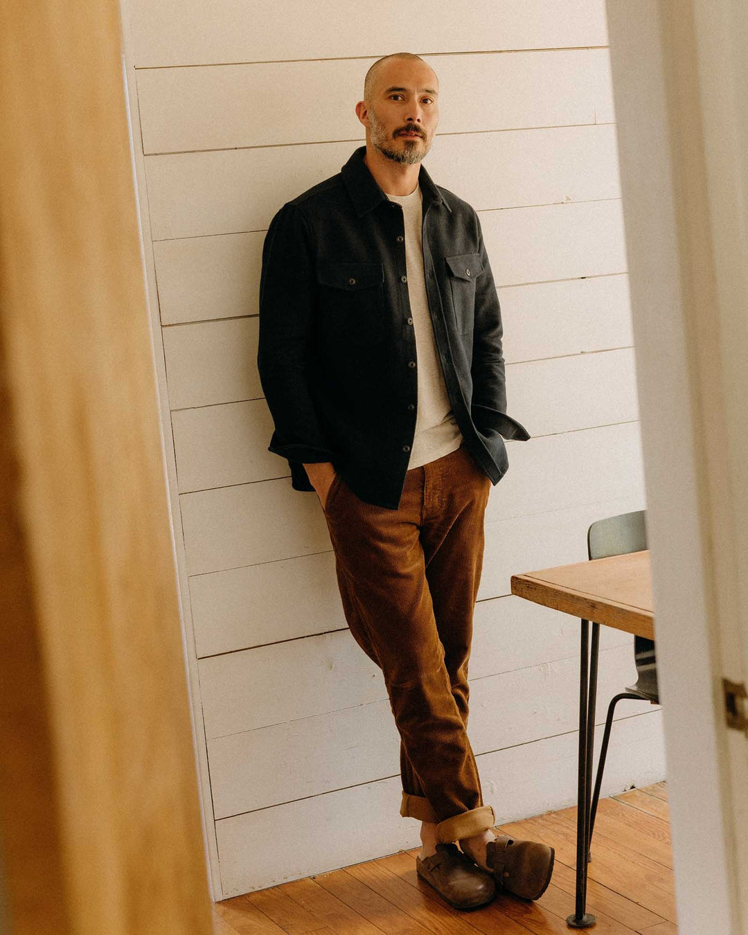 The Maritime Shirt Jacket in Dark Navy Moleskin Twill