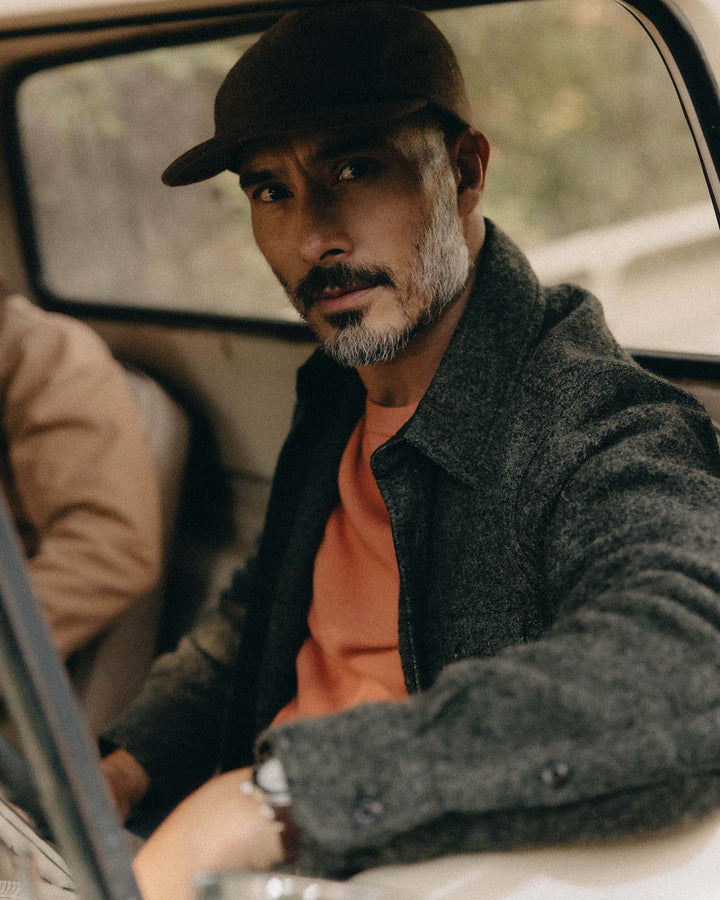 The Connor Overshirt in Heather Olive Boucle