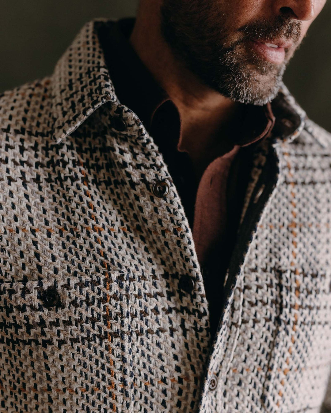 The Cutter Overshirt in Stone Plaid