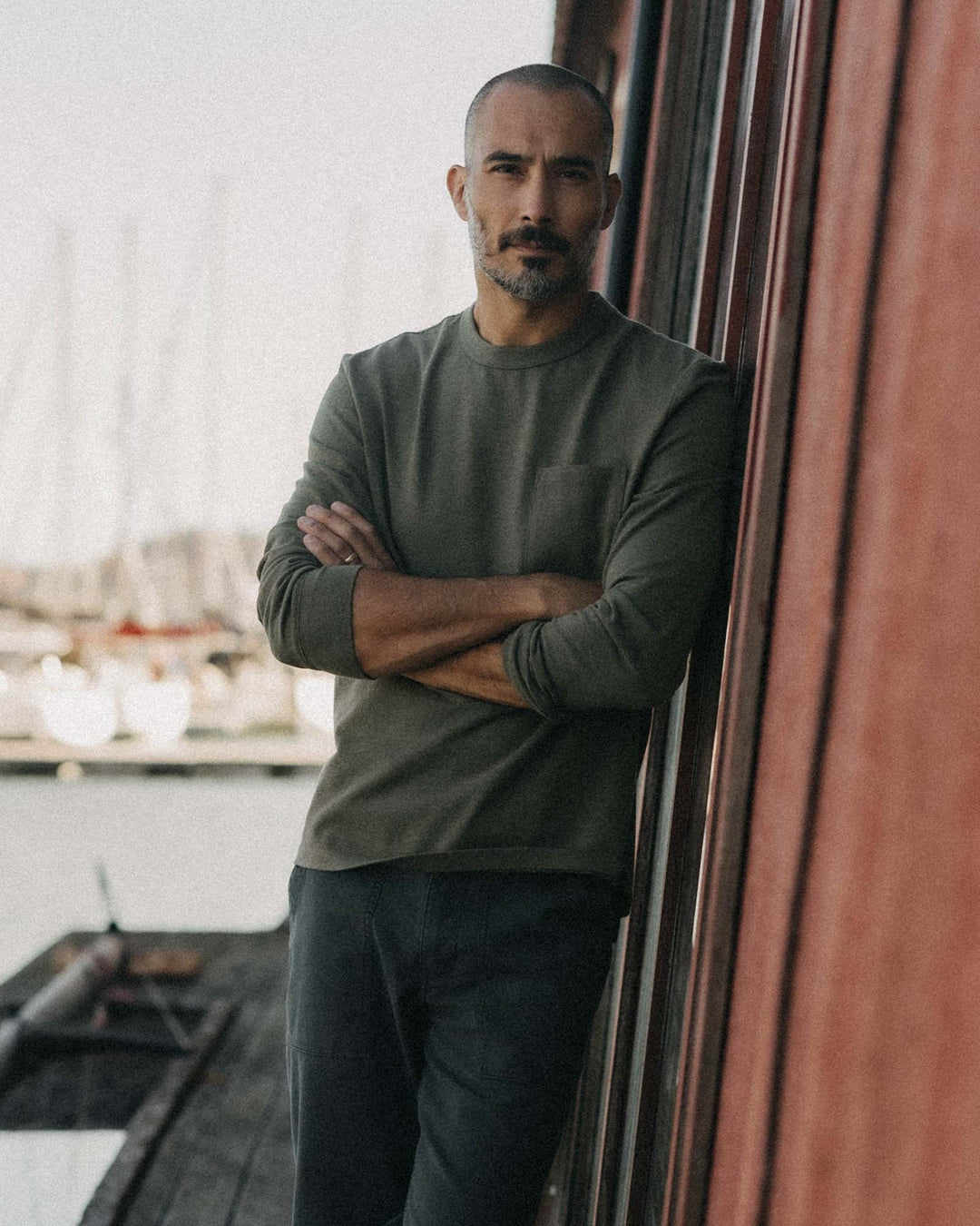 The Long Sleeve Shop Tee in Army Twist