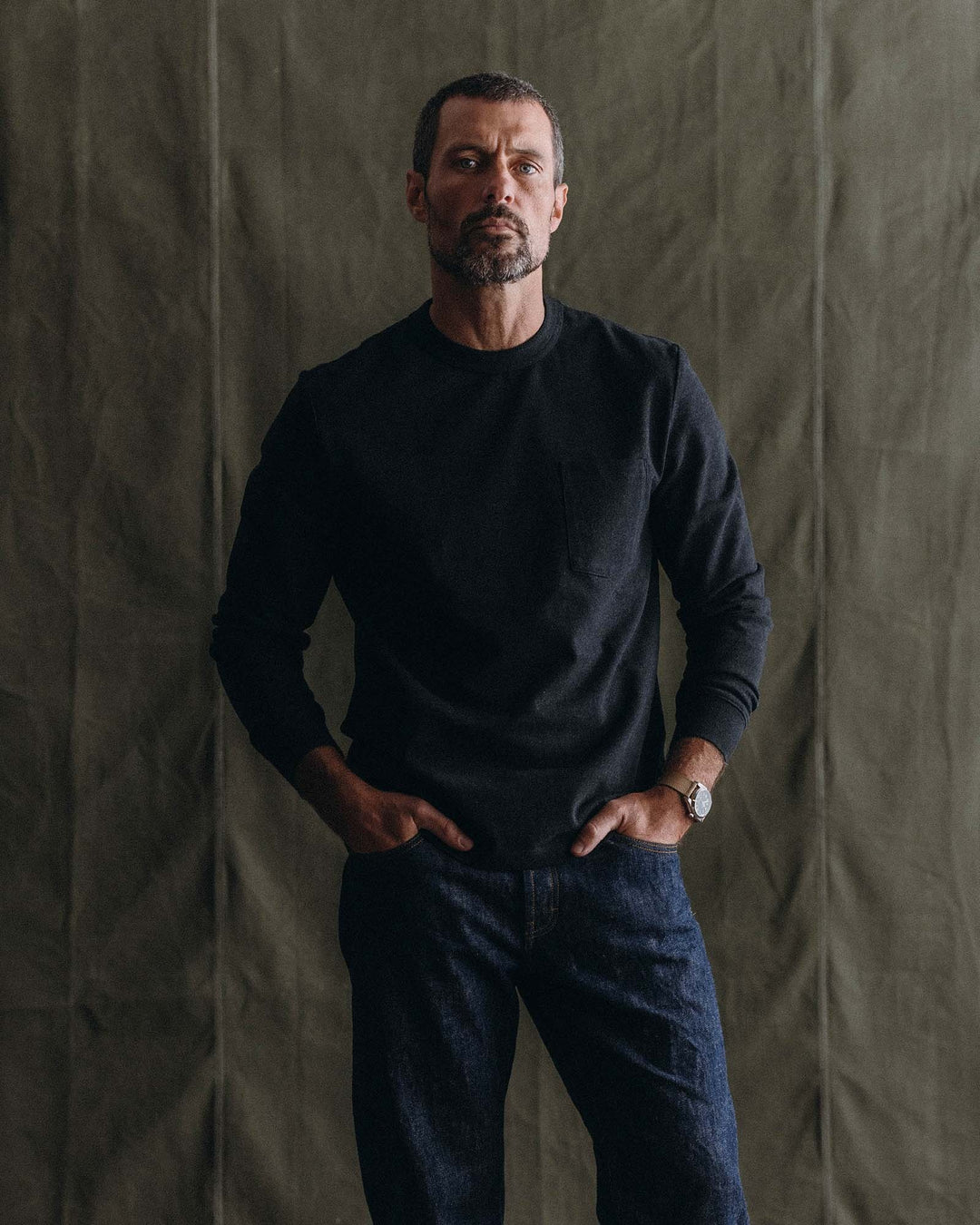 The Long Sleeve Shop Tee in Coal Twist