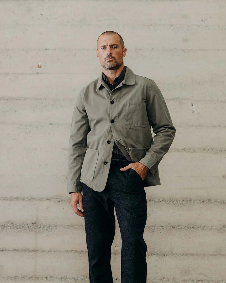 The Ojai Jacket in Organic Smoked Olive Foundation Twill