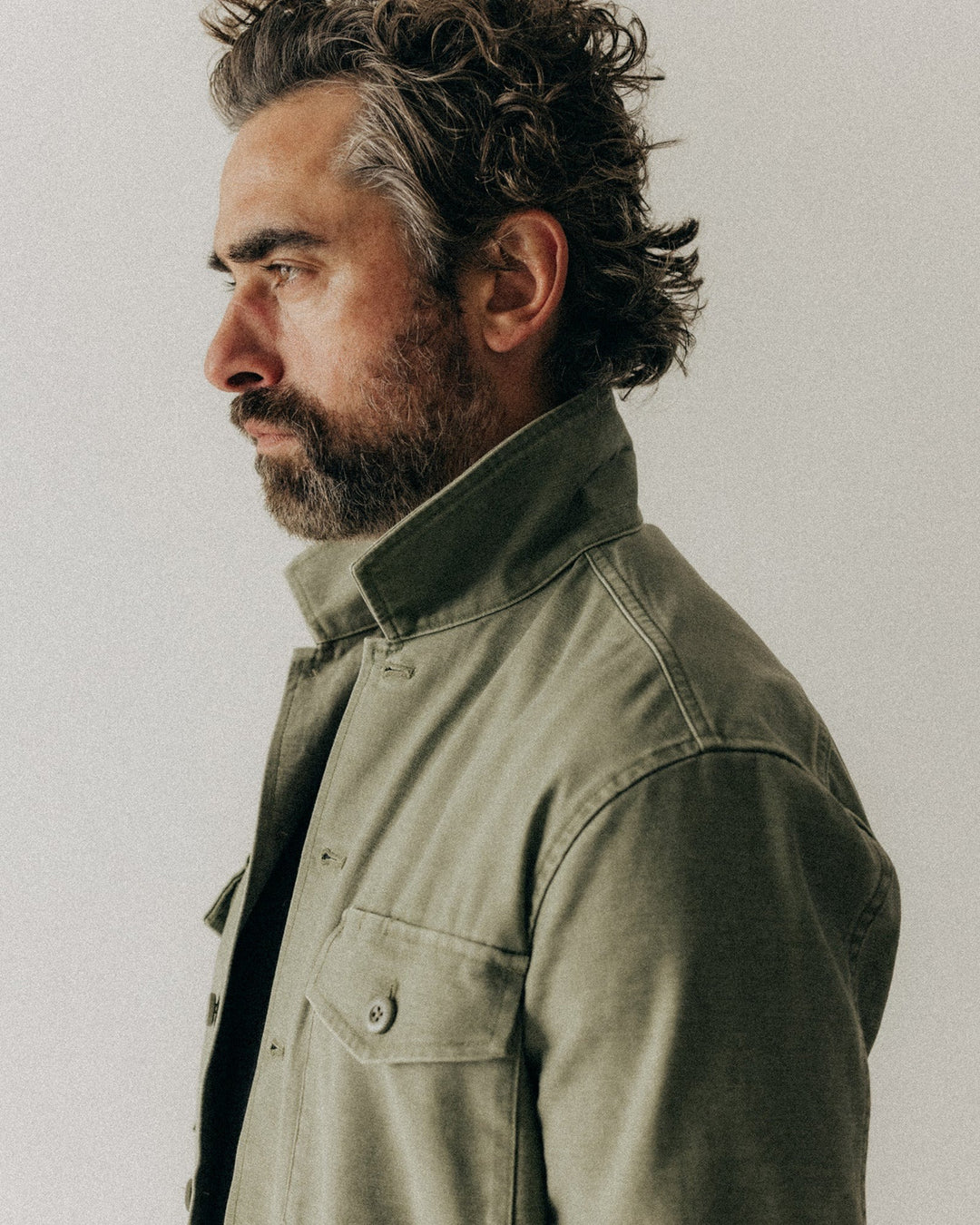 The Surplus Shirt in Field Olive Reverse Sateen