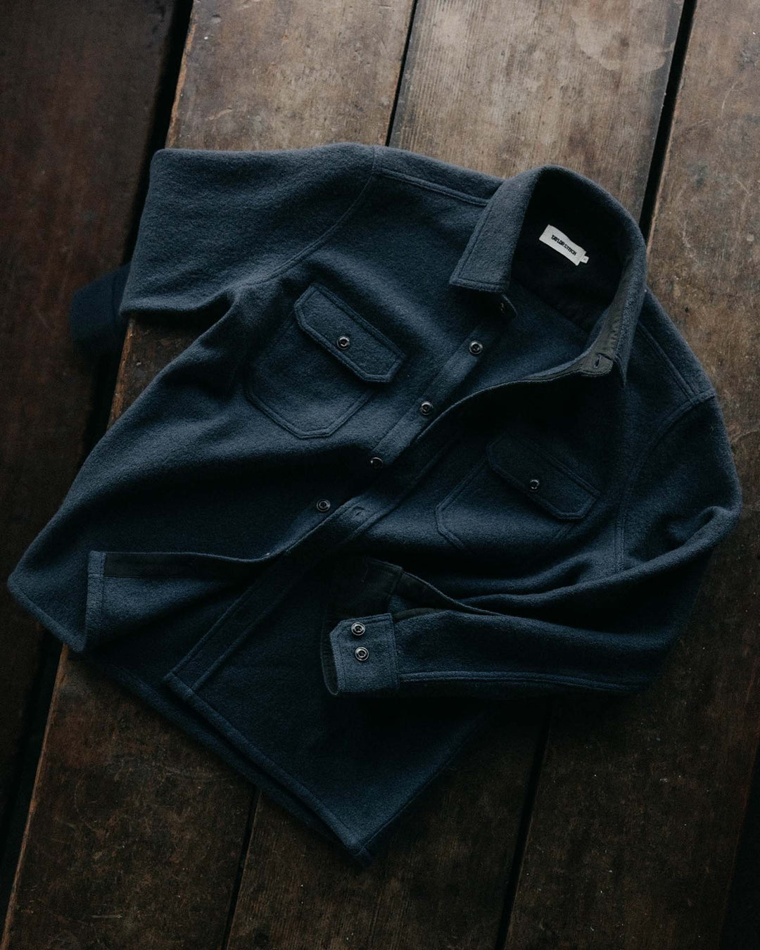 The Connor Overshirt in Dark Navy Boucle