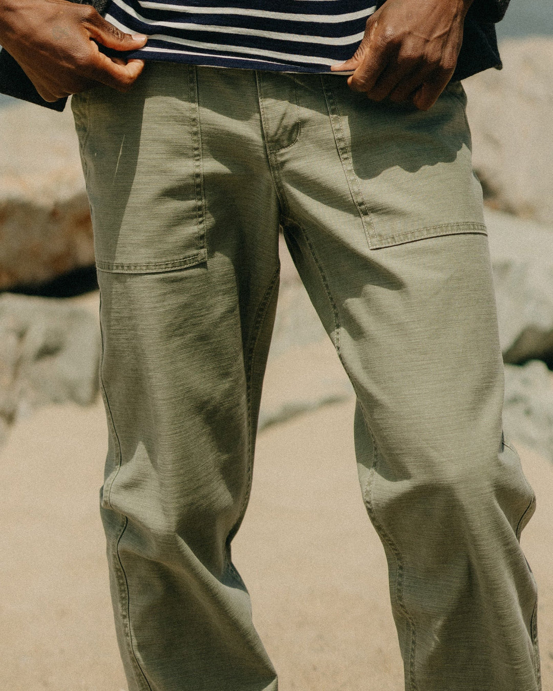 The Surplus Pant in Field Olive Reverse Sateen