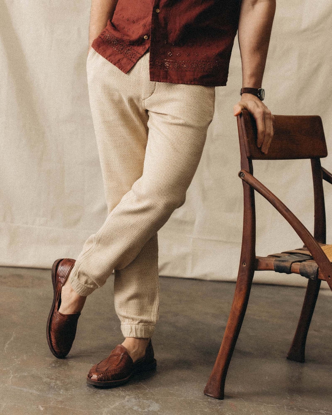 The Apres Pant in Natural Sashiko