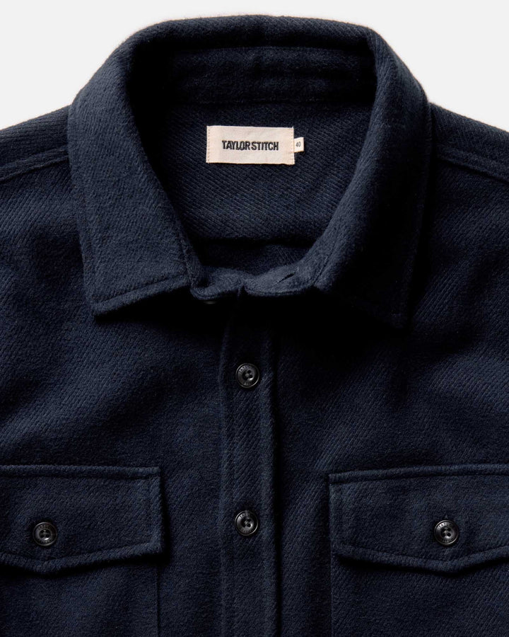 The Maritime Shirt Jacket in Dark Navy Moleskin Twill