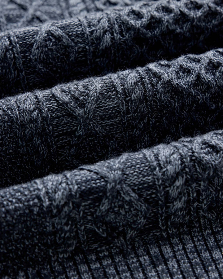 The Orr Sweater in Marled Marine Merino