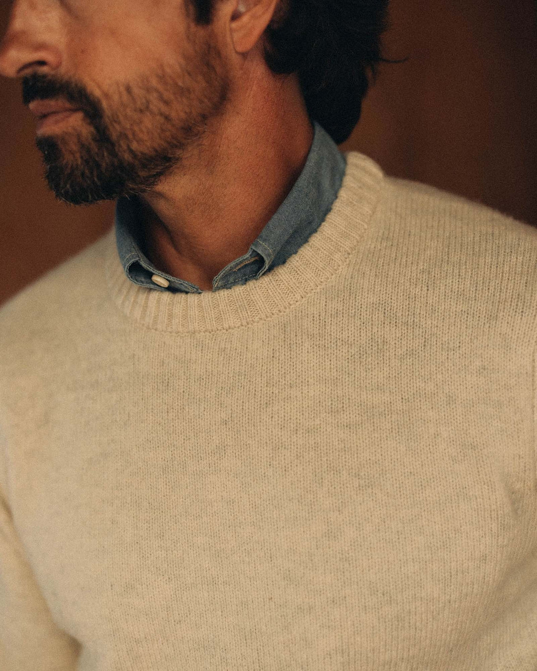 The Eastmoor Sweater in Heather Ivory Wool