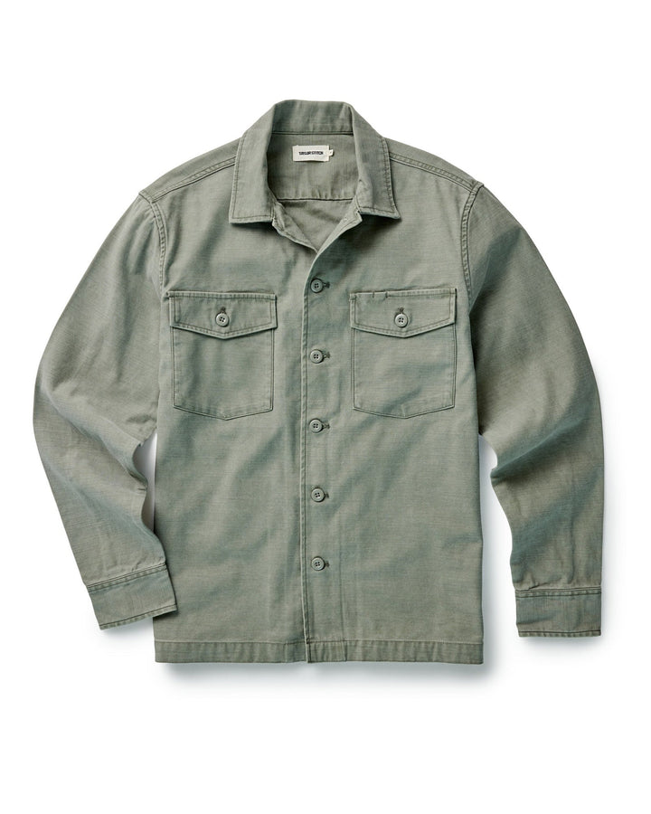The Surplus Shirt in Field Olive Reverse Sateen